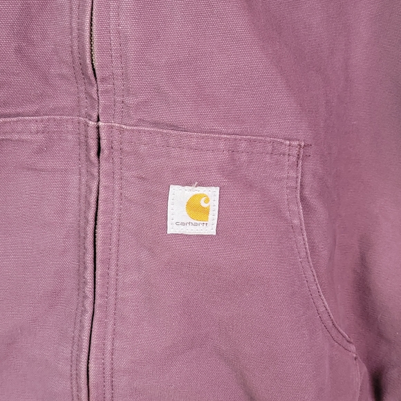 Carhartt Plum Purple Heavy Canvas Workwear Hooded Coat Work Jacket XL 16-18 - Picture 6 of 12
